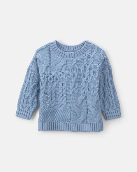 Baby Boy Cable Knit Sweater - Blue