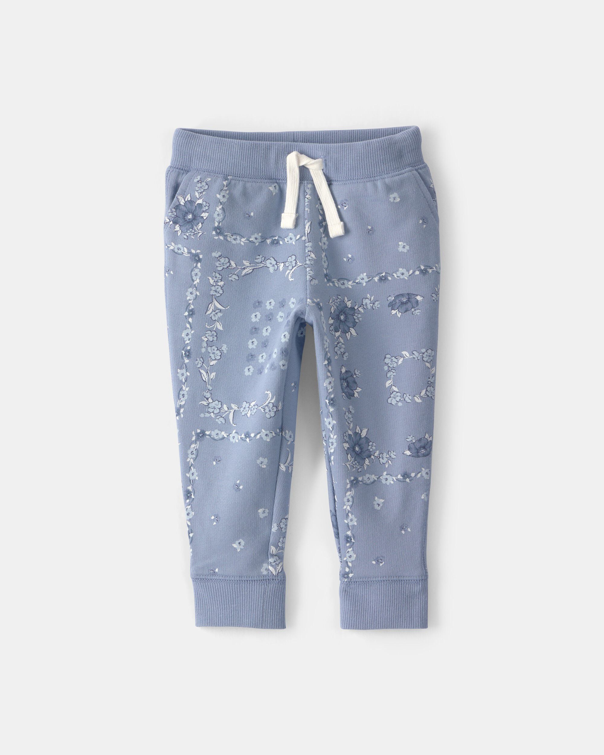 OshKosh Bgosh Baby Girls Girl Floral Drawstring Knit Joggers - Blue 24M Blue 15$