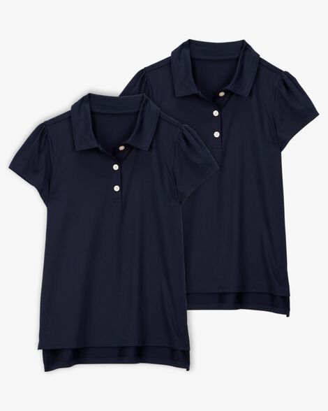 Product image 1 of Kid 2-Pack Active Uniform Polo Shirts in Moisture Wicking BeCool™ Fabric - Navy