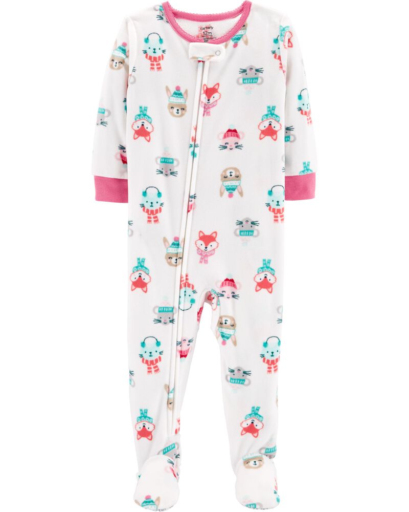 1 Piece Winter Animals Fleece Pjs Carters Com