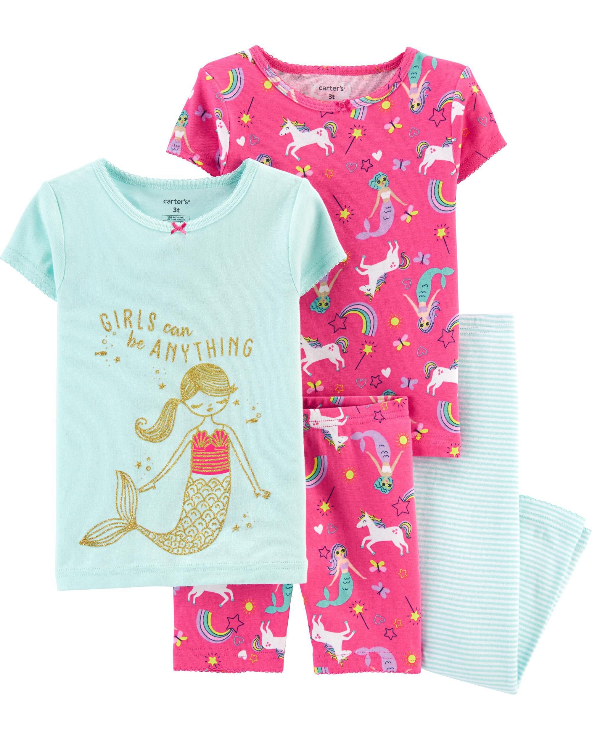 Girls aqua peach sparkle cupcake pajamas 24M 2T NWT cotton long pjs t shirt