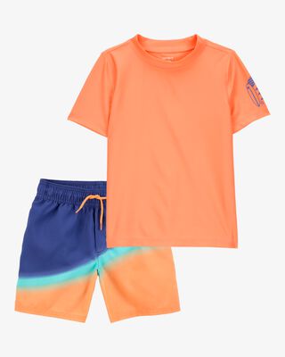 Product image 1 of Kid 2-Piece Short-Sleeve Rashguard & Trunks Set
