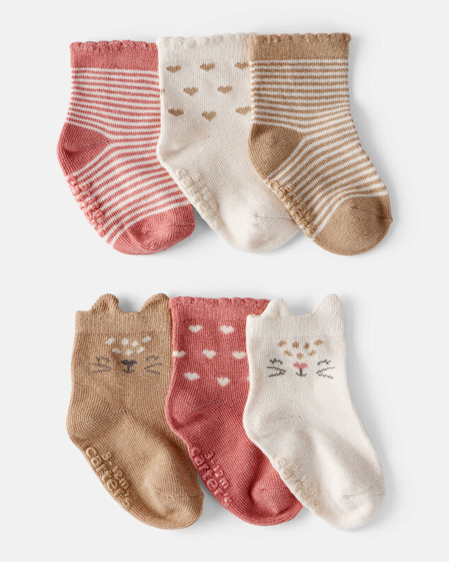 Product image 1 of Baby Girl 6-Pack Cat Ankle Socks