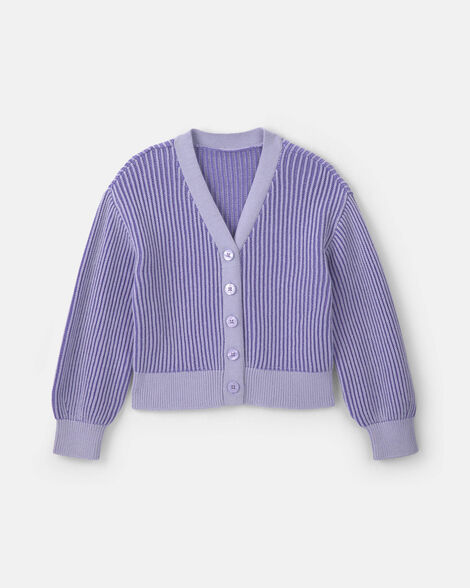 Girls Button-Down Cardigan Sweater - Purple