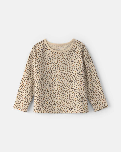 toddler girl leopard long-sleeve top - brown