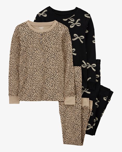 Product image 1 of Kid 4-Piece Leopard Print 100% Snug Fit Cotton Pajamas