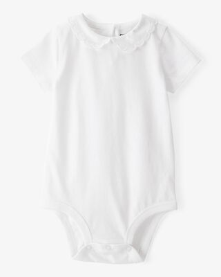 Product image 1 of Baby Scalloped Collar Short-Sleeve Bodysuit - White