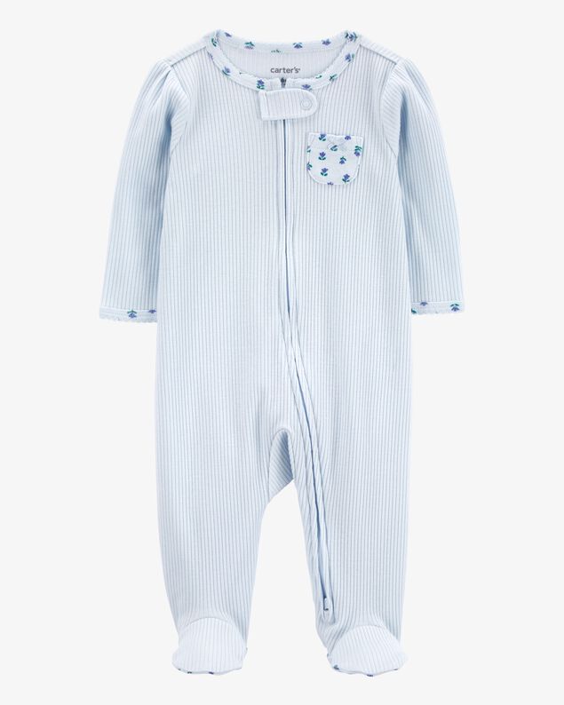Product image 1 of Baby Floral 2-Way Zip Ribbed Sleep & Play Pajamas