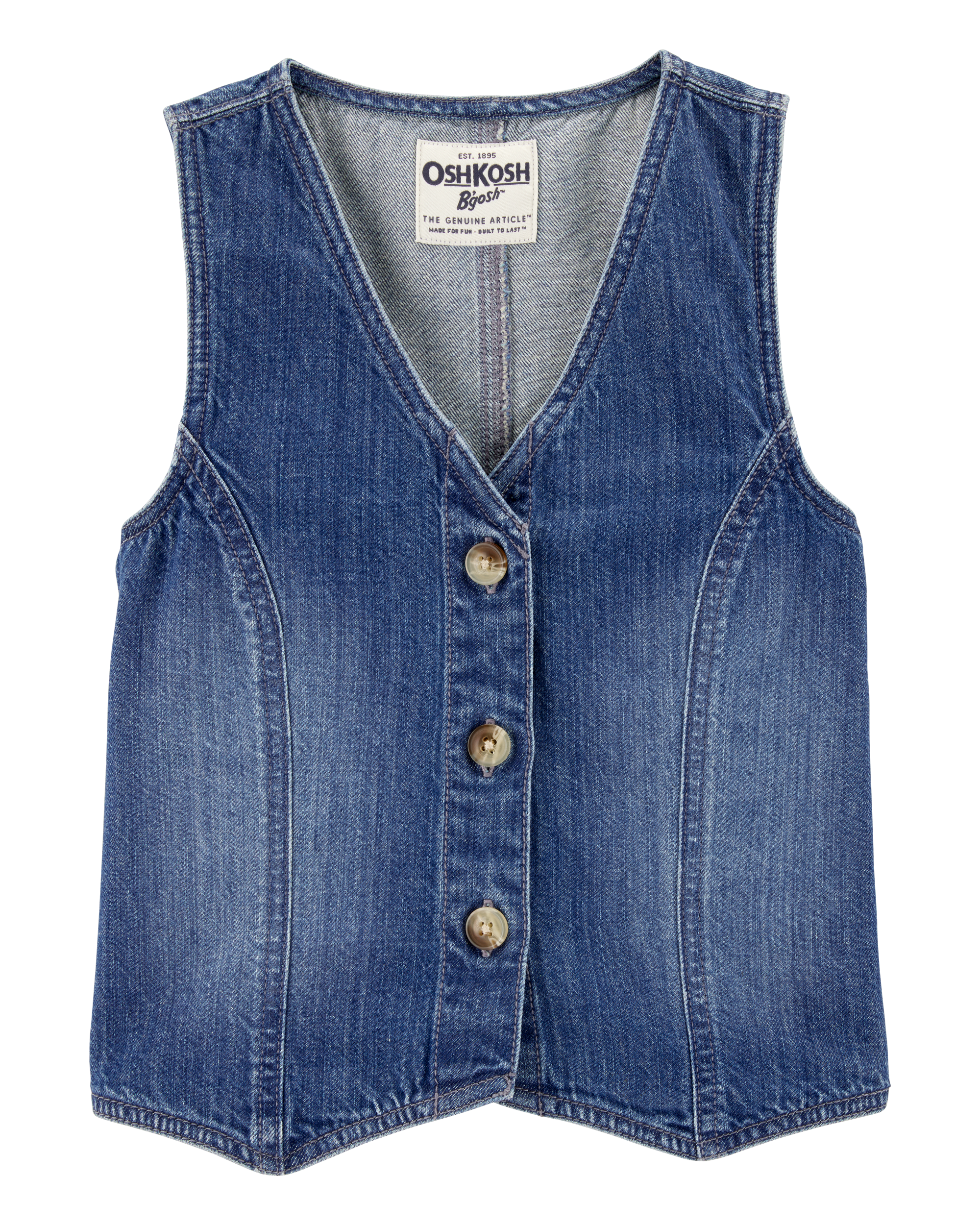 Kid Iconic Denim Button-Down Vest - Blue