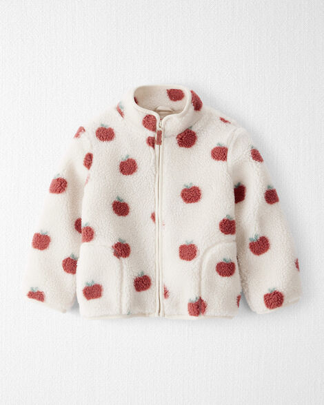 Toddler Recycled Sherpa Jacket in Apple Print