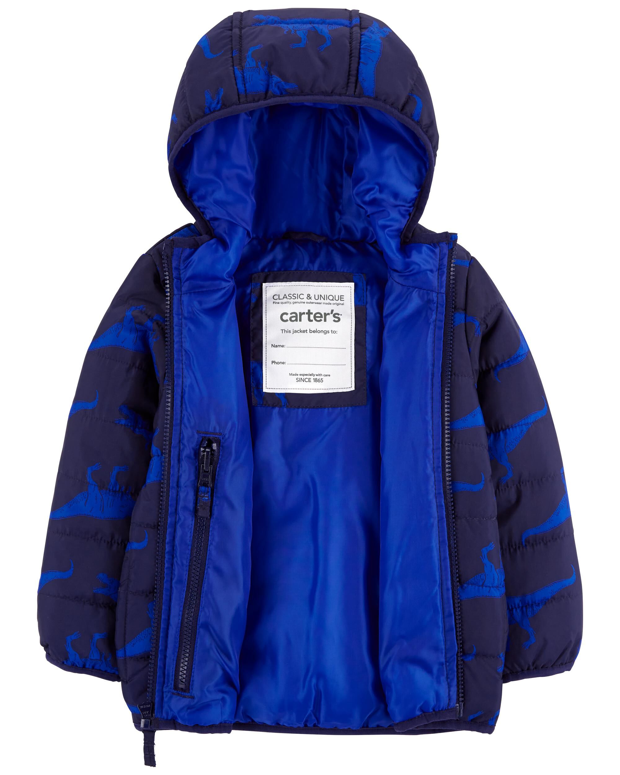 Toddler Dinosaur Packable Puffer Jacket Carter s Carter s