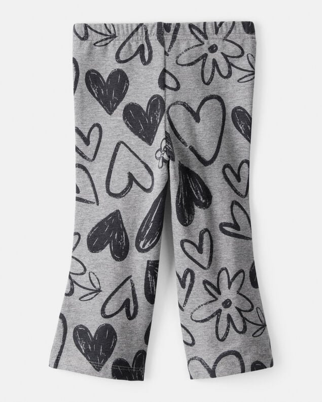 Product image 2 of Baby Girl Heart Pull-On Flare Stretch Rib Leggings - Grey