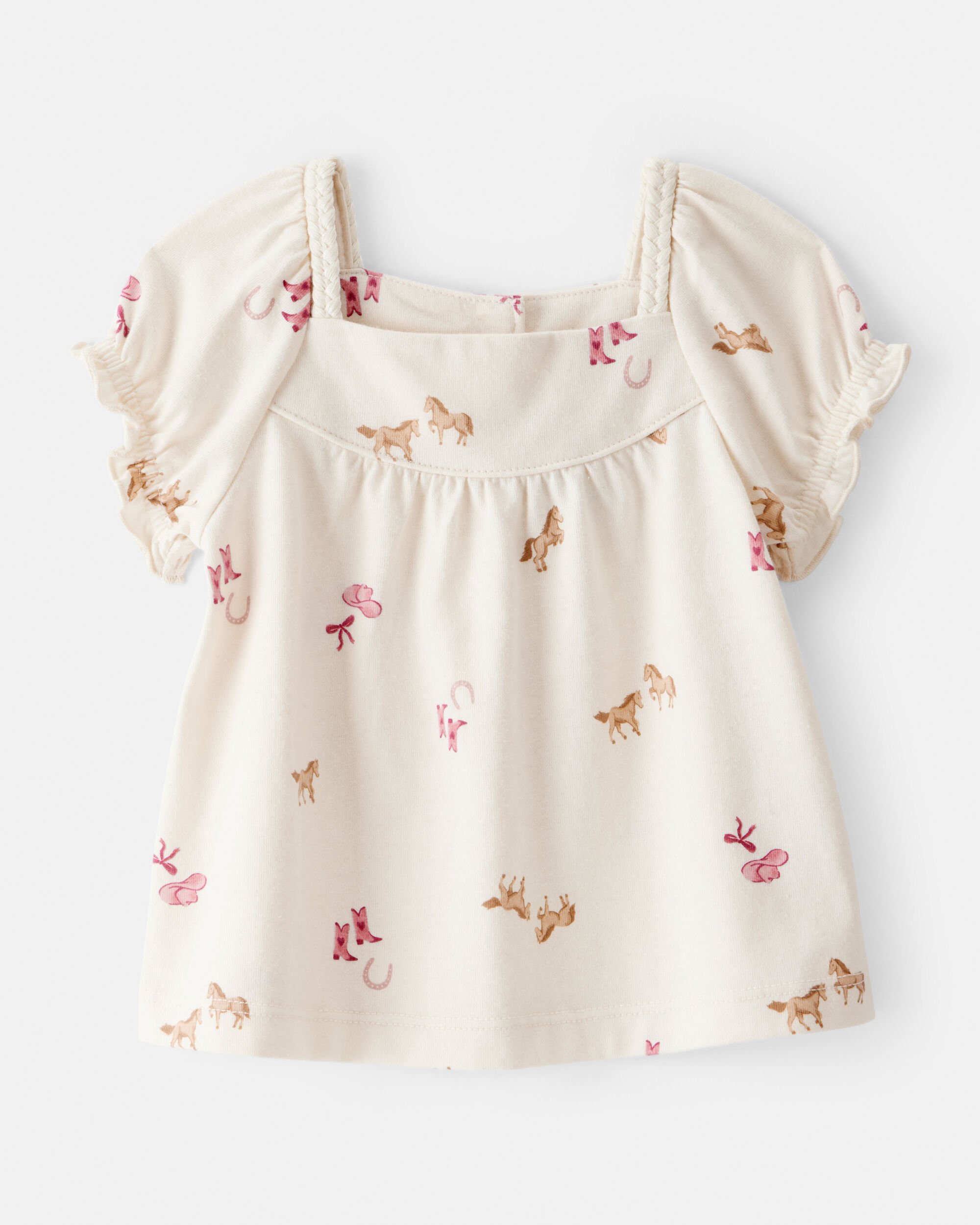 Baby Girl Cowgirl Print Short-Sleeve Top - Cream