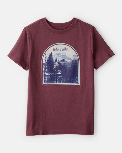Boys Take A Hike Mountain Short-Sleeve Graphic Tee - Burgundy