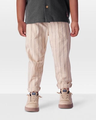Product image 2 of Toddler Striped Pull-On Cotton Pants - Tan