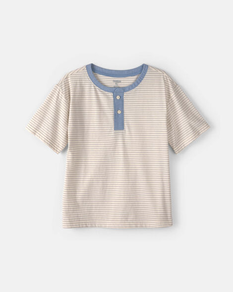 Boys Stripe Henley Tee - Cream
