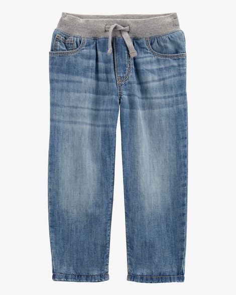 Product image 3 of Toddler Drawstring Fleece-Lined Jeans - Blue
