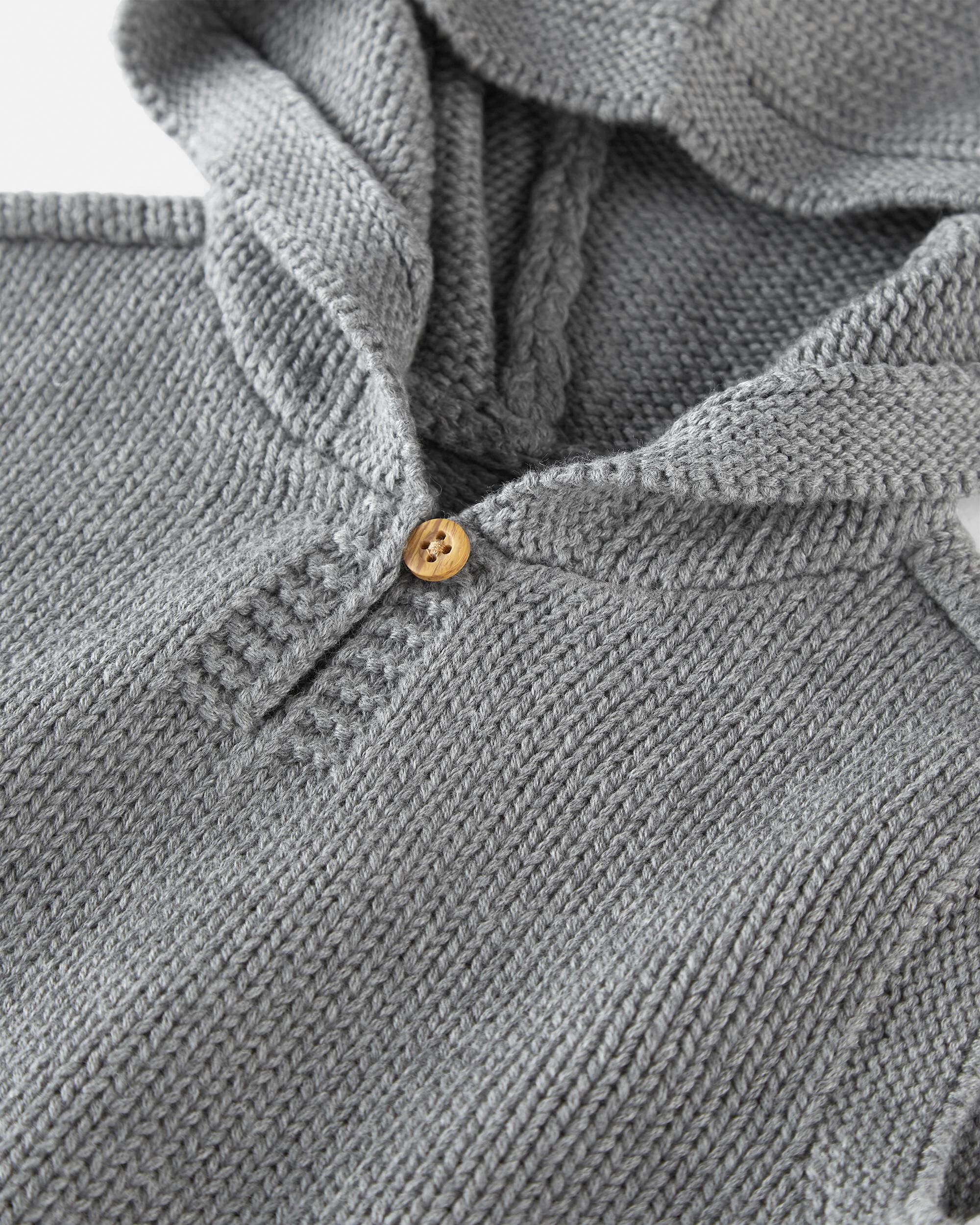 Baby Organic Cotton Sweater Knit Hooded Poncho