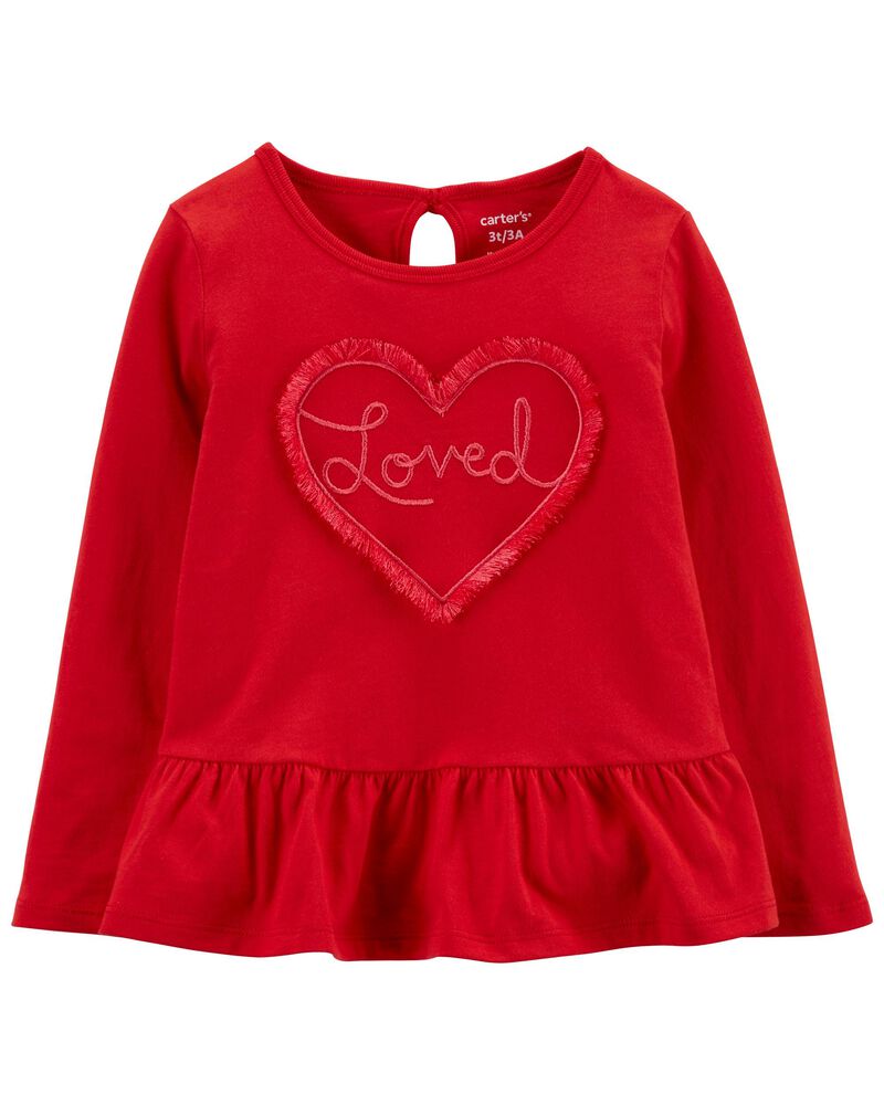 Red Toddler Loved Jersey Peplum Tee