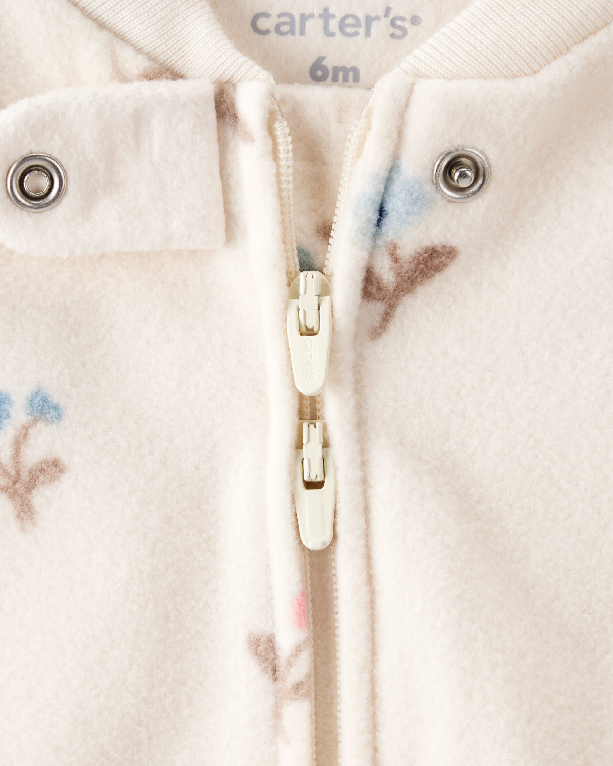 Baby Girl Floral Print Loose Fit Long-Sleeve 2-Way Zip Sleep & Play - Cream