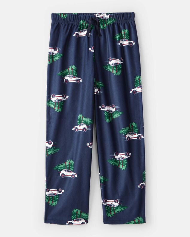 Product image 1 of Kid Christmas Cars Fleece Loose Fit Pajama Bottoms - Navy