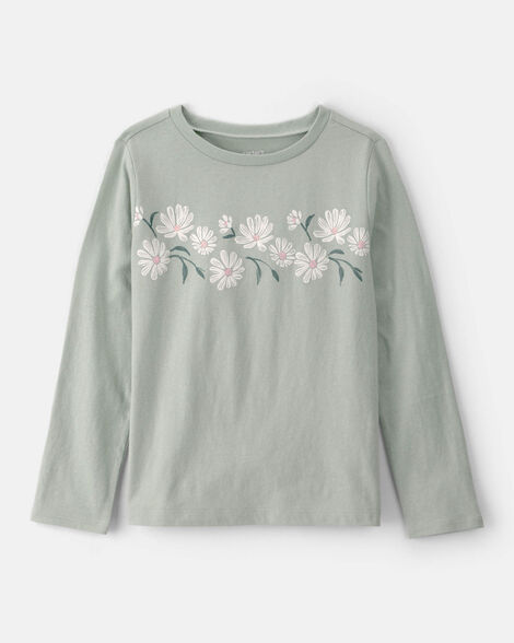 girls daisy floral long-sleeve graphic tee - green