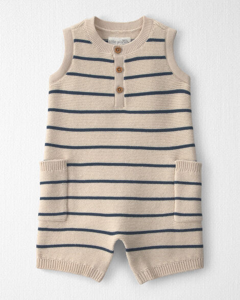 Baby Organic Cotton Knit Romper in Stripes