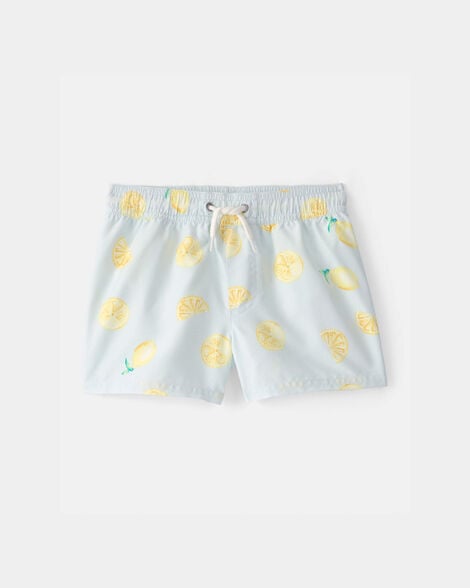 toddler boy lemon swim trunks - blue