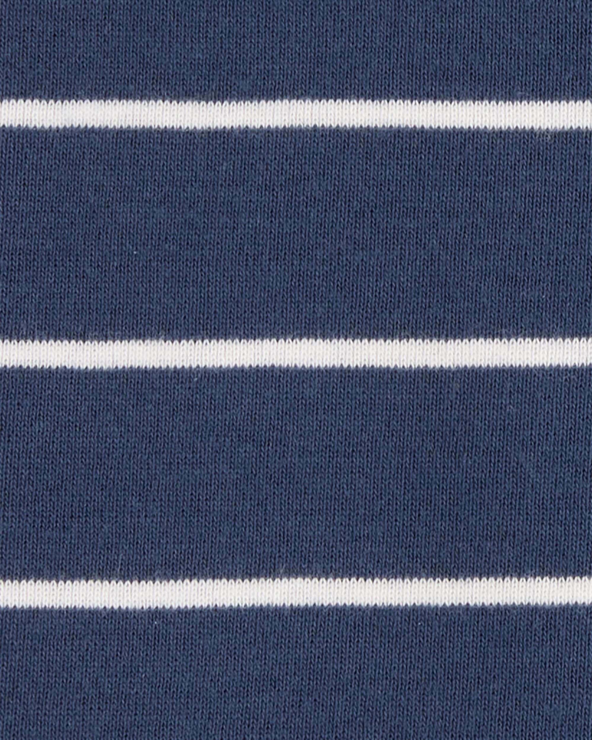 Toddler Striped Snug Fit Cotton 1-Piece Pajamas - Navy