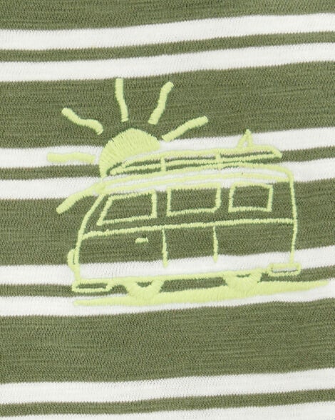  Product image 2 of Baby Sun Striped Cotton Short-Sleeve Tee - Green