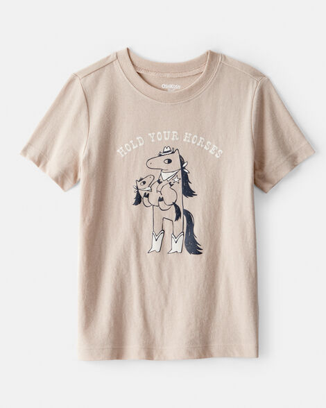 Toddler Boy Hold Your Horses Short-Sleeve Graphic Tee - Tan