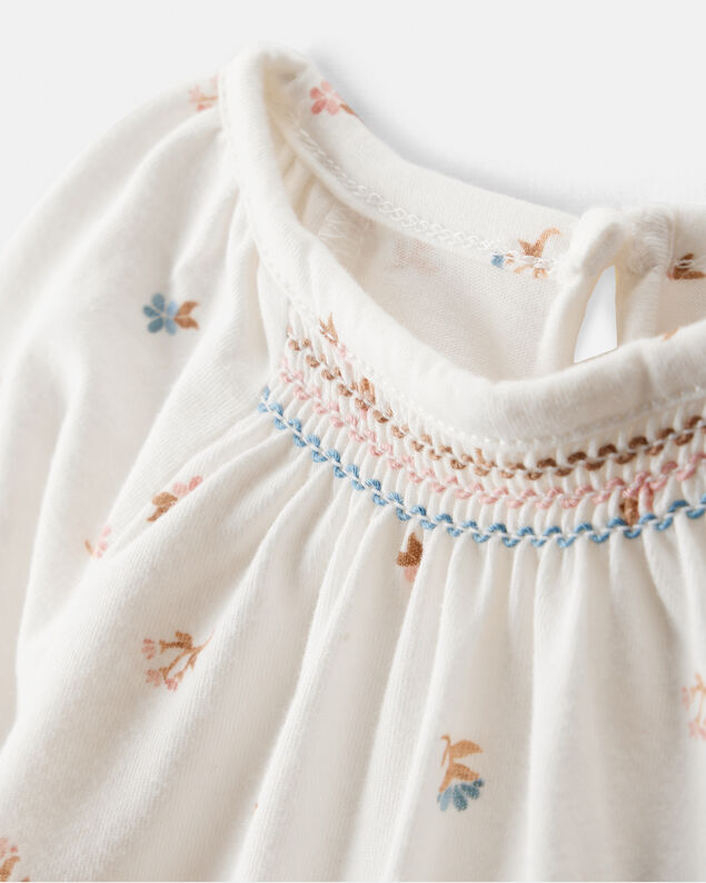 Product image 2 of Baby Girl Floral Print Long-Sleeve Fashion Bodysuit - Ivory