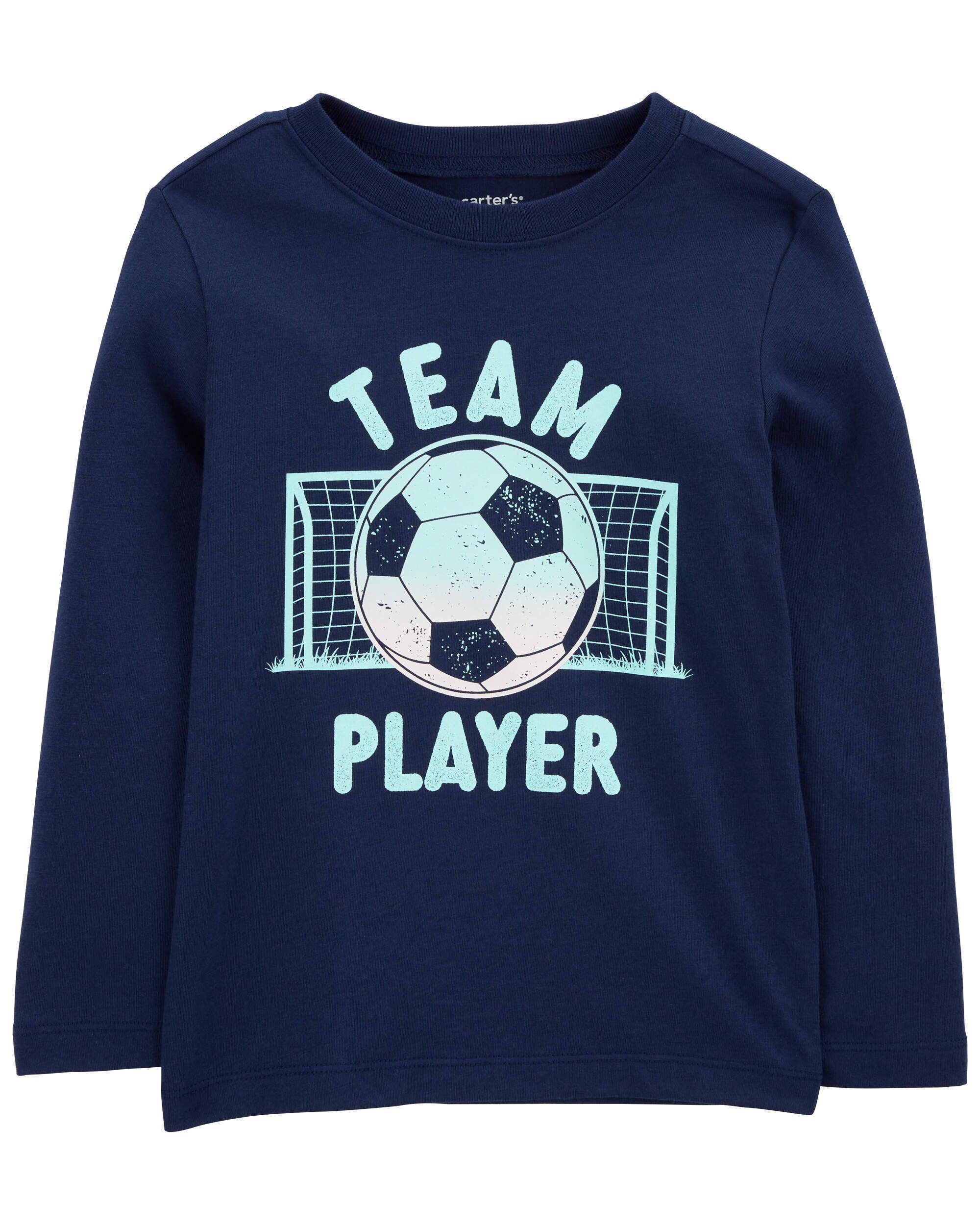 Toddler Soccer Cotton Blend Long Sleeve Tee Blue