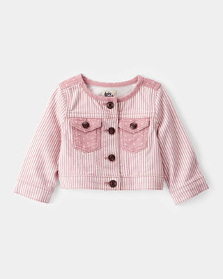 Product image 1 of Baby Vintage Inspired Twill Striped Cropped Jacket -  Pink