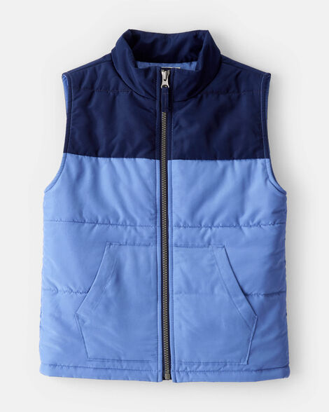 Boys Sleeveless Puffer Vest - Blue