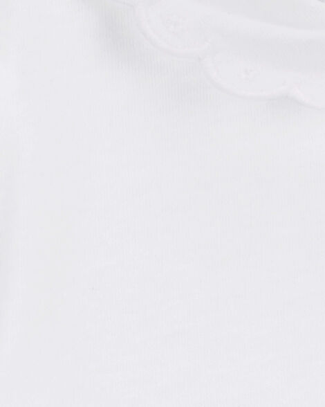 Baby Scalloped Collar Short-Sleeve Bodysuit - White