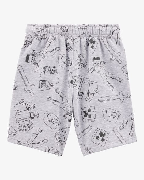 Product image 2 of Kid Minecraft Print Drawstring Shorts - Grey