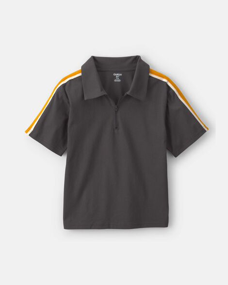 Boys Striped Polo Shirt - Grey