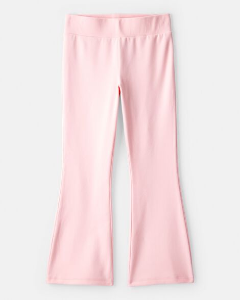 girls microfleece flare pants - pink