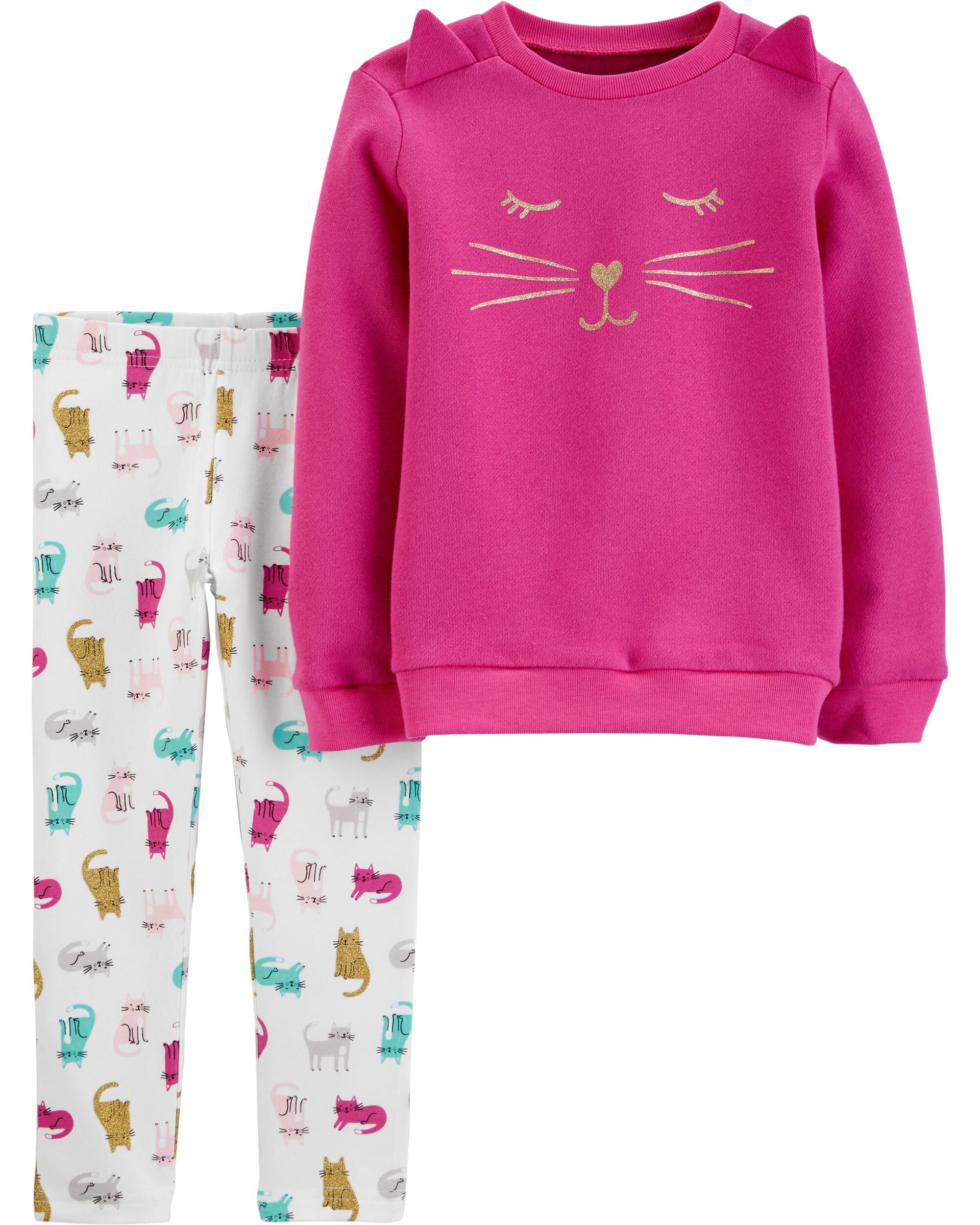 CARTERS SHIRT LEGGING 2 PIECE SET FLEECE GIRLS OUTFIT TOP BOTTOMS PANTS INFANTS