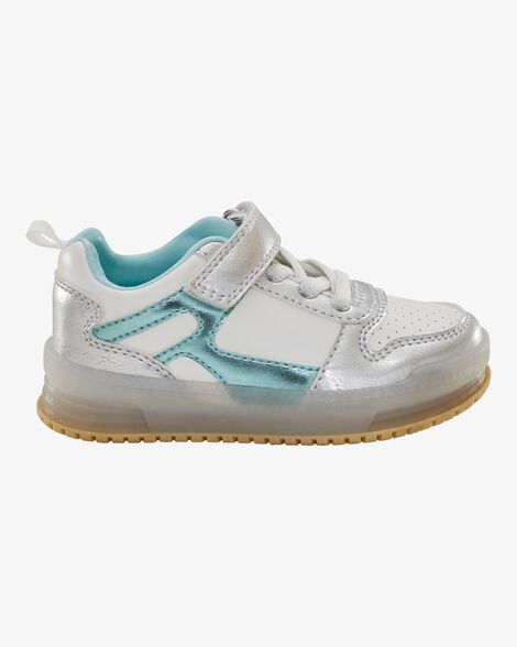  Product image 3 of Toddler Light Up Metallic Sneakers - Silver/Aqua