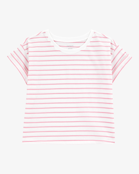 kid striped short-sleeve fashion top - pink