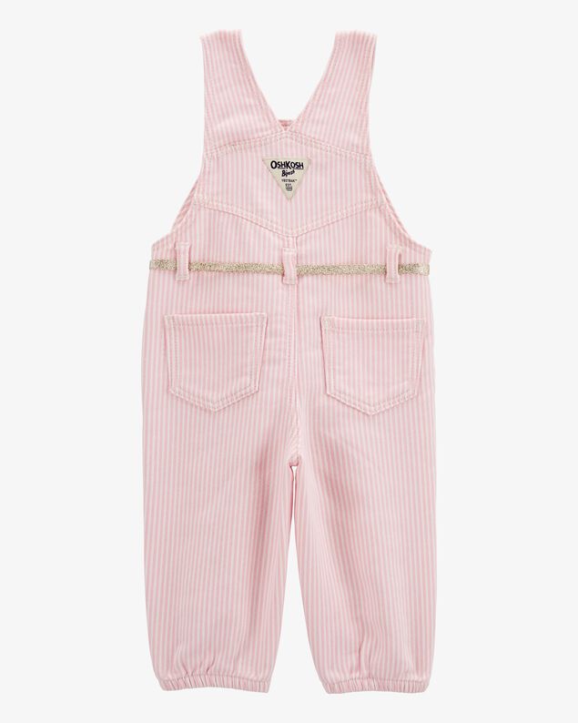 Product image 2 of Baby Knit Denim Hickory Stripe Overalls - Pink