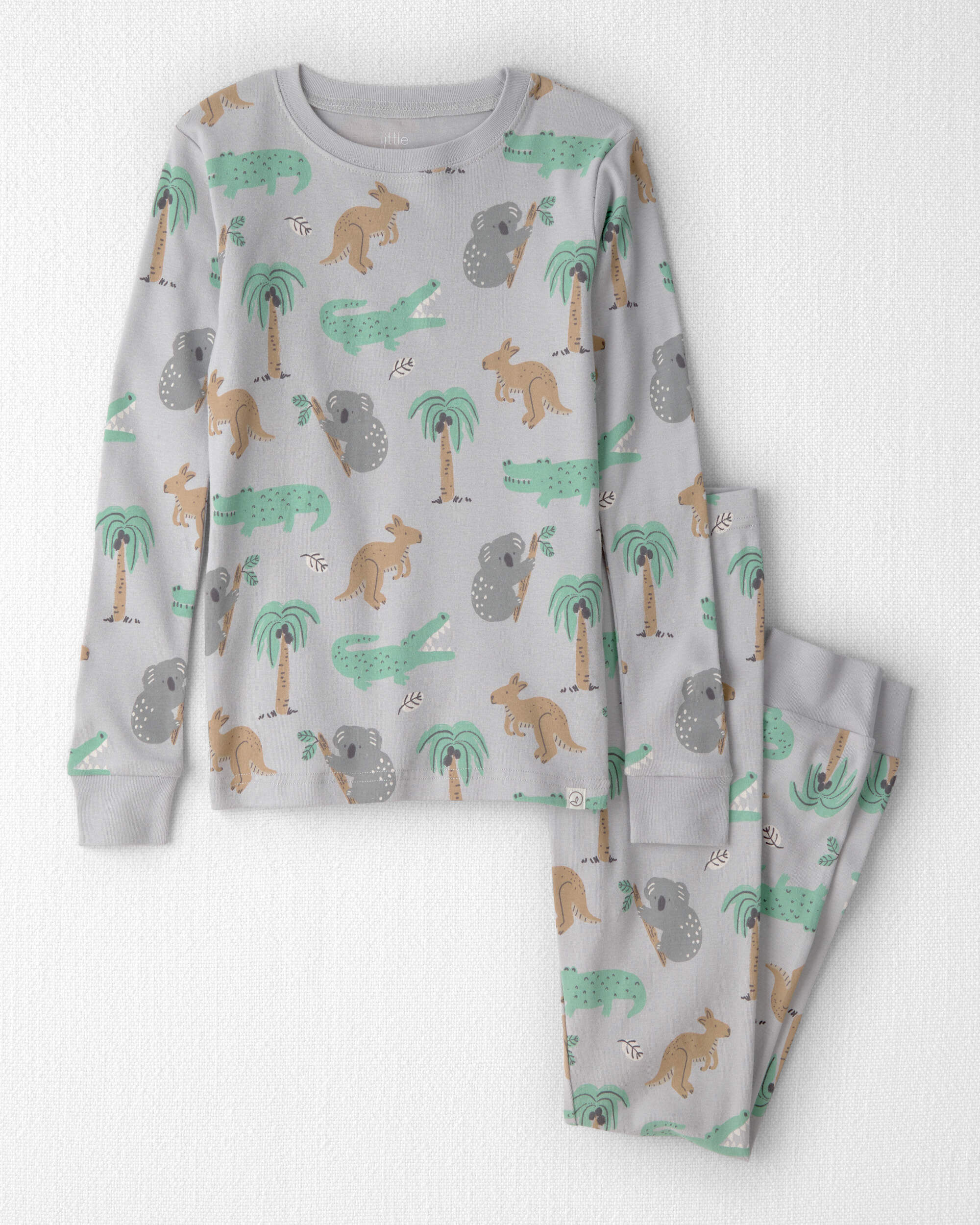 Little Planet Kids 2-Piece Organic Cotton Ribbed Pajama Set in Aussie Friends Print 4 Aussie Friends 19$
