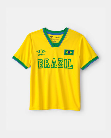 kids umbro brazil soccer jersey - yellow/green
