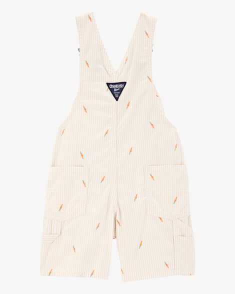  Product image 2 of Toddler Carrot Print Striped Shortalls - Cream