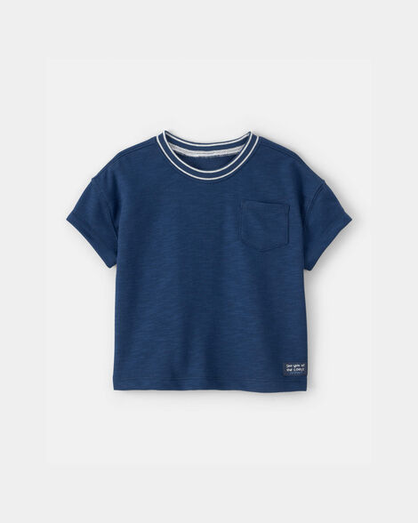 toddler boy french terry pocket t-shirt - blue