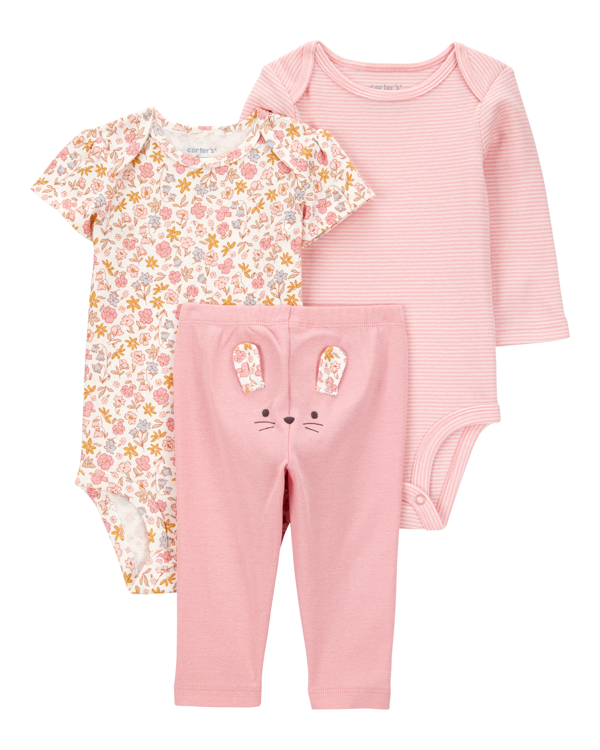 Baby Girl 3-Piece Floral Mouse Little Character Set® - Pink