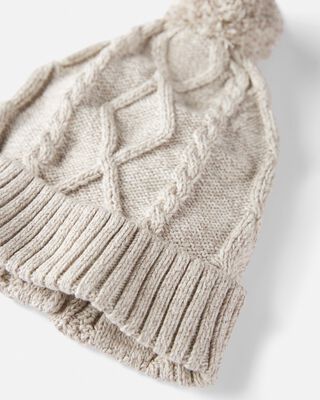 Product image 2 of Toddler Organic Cotton Cable Knit Beanie in Toasted Wheat
