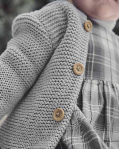  Product image 4 of Baby Organic Signature Stitch Cardigan in Gray